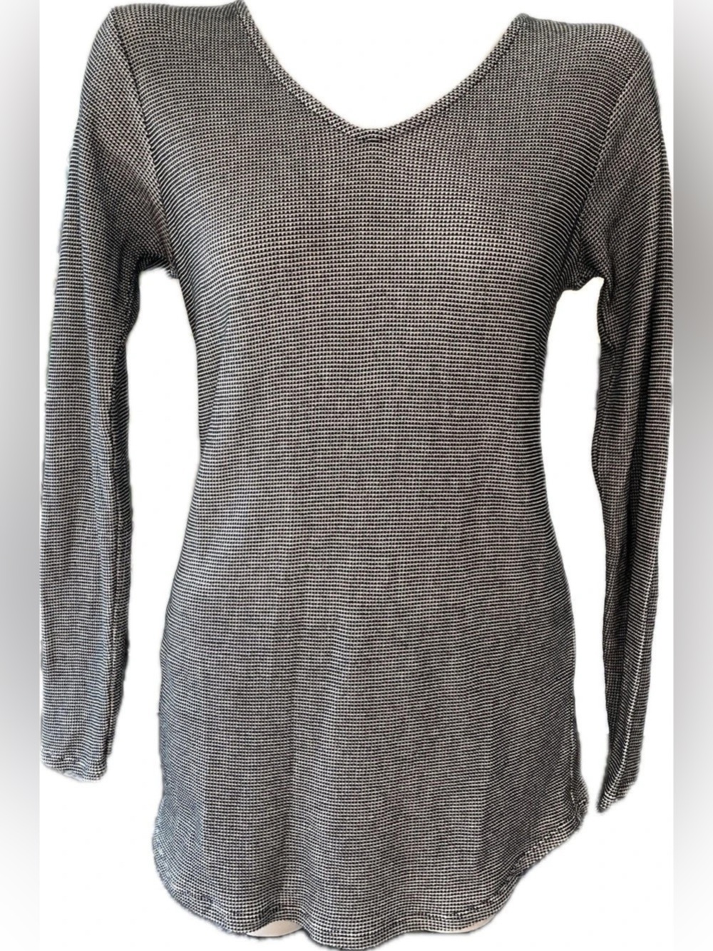 Indigenous Organic Cotton Lace-Up Tunic in Black & White Size Medium